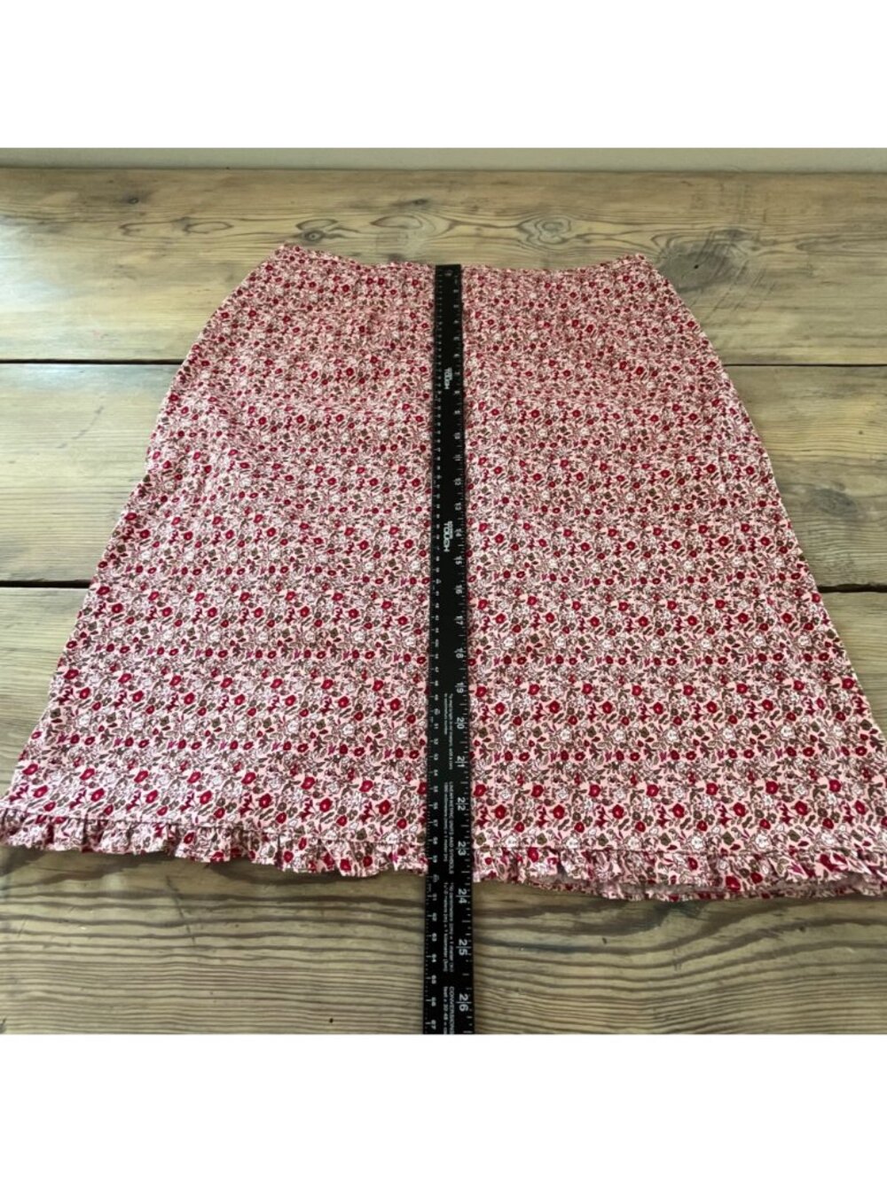 Faded Glory 90s Ditzy Floral Skirt  Womens XL Pink/Red Roses Ruffled Hem - Picture 6 of 6